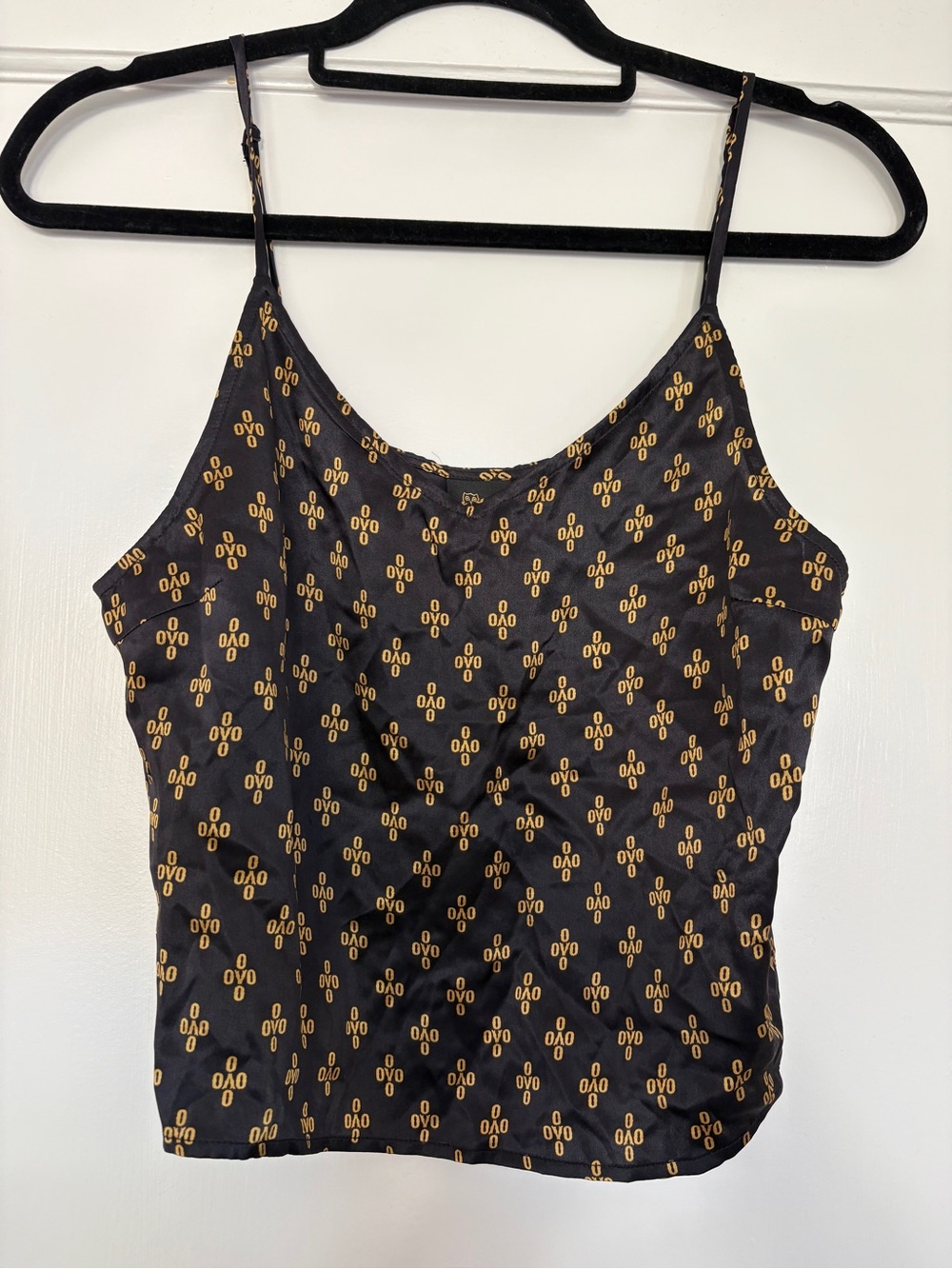 OVO Black and Gold Logo Spaghetti-Strap Camisole